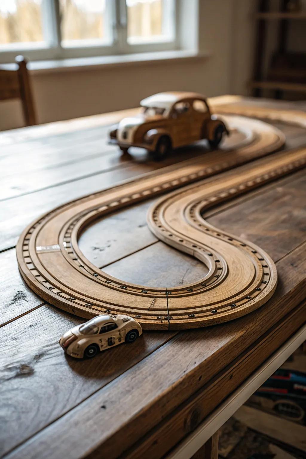 Rev up your creativity with a handcrafted wooden racetrack - where craftsmanship meets fun!