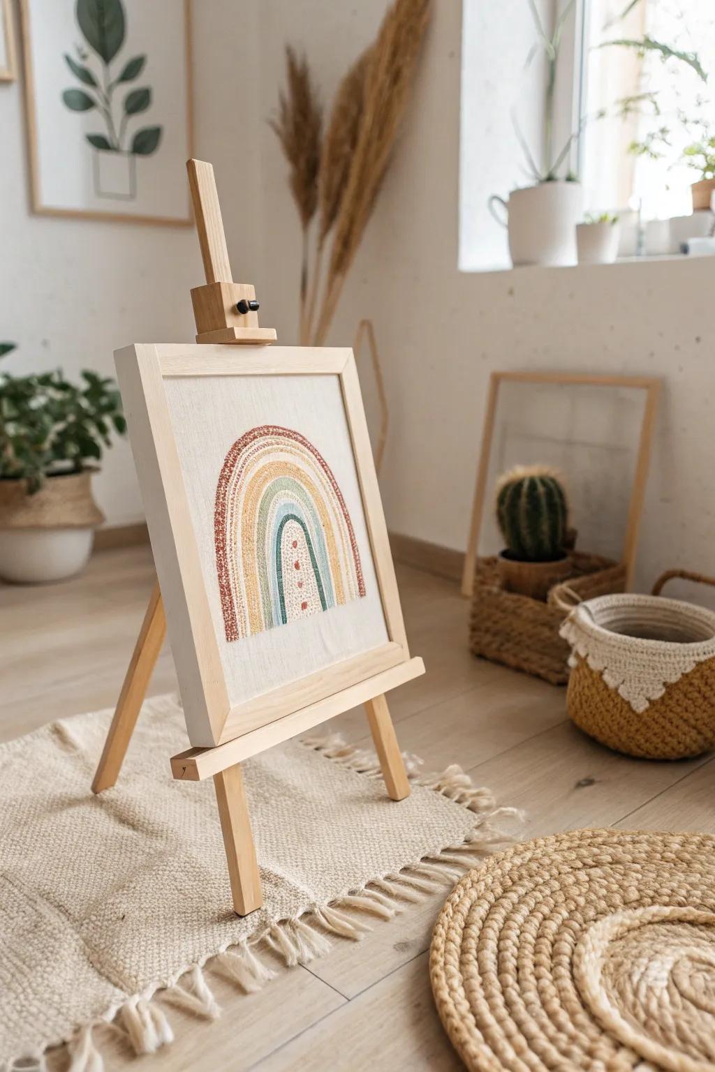 Capture timeless beauty with this handprint rainbow creation, where simplicity meets artistry.
