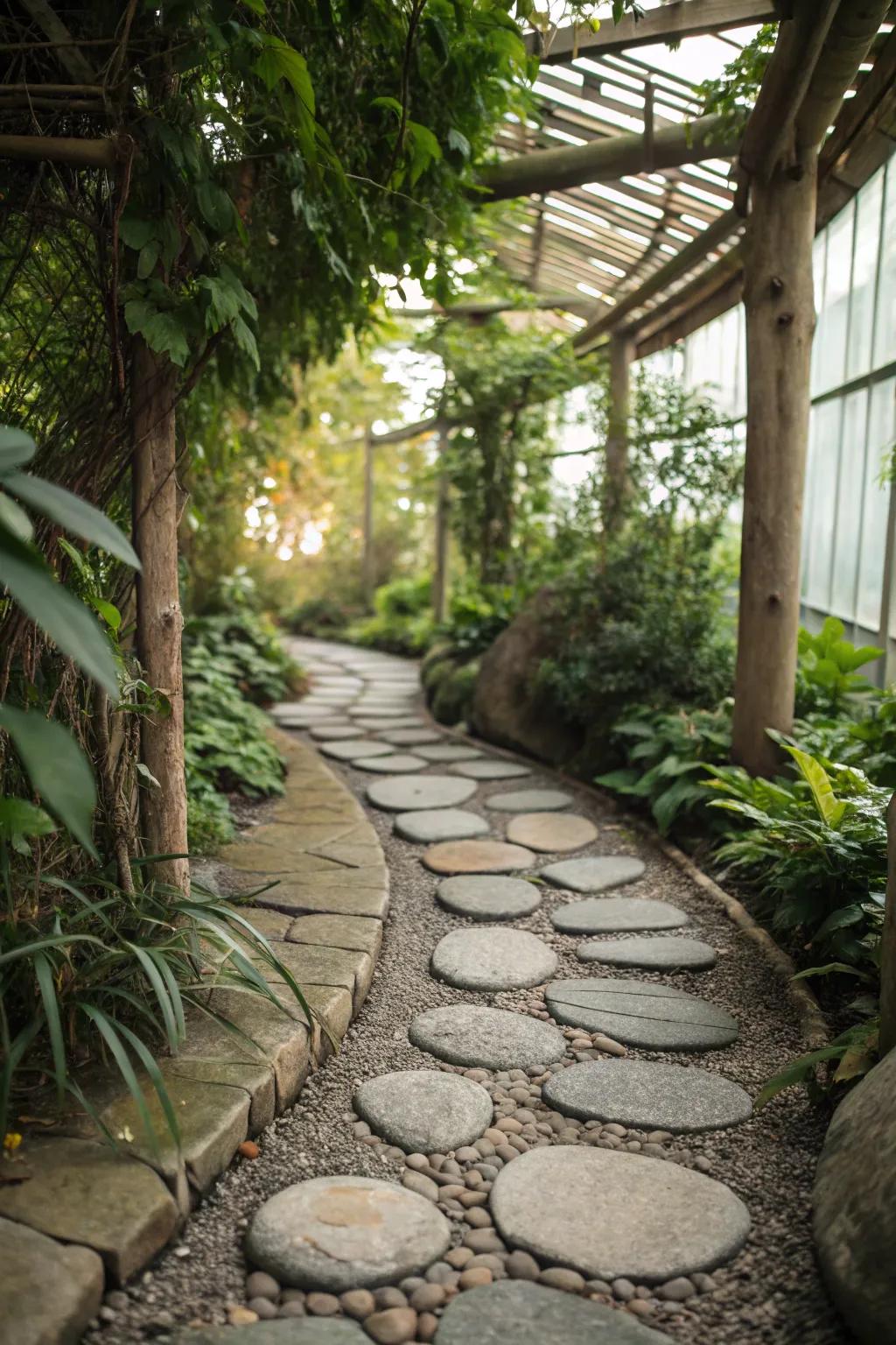 Elevate your aviary's charm with a stunning stone pathway that blends functionality with minimalist elegance.