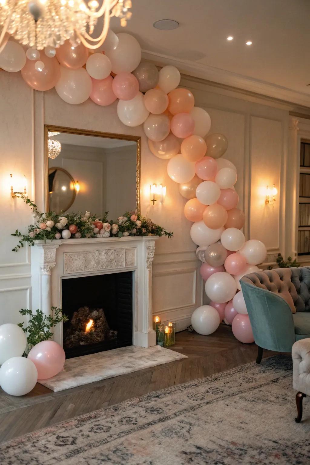 A pastel balloon garland adds charm and flair to any space.