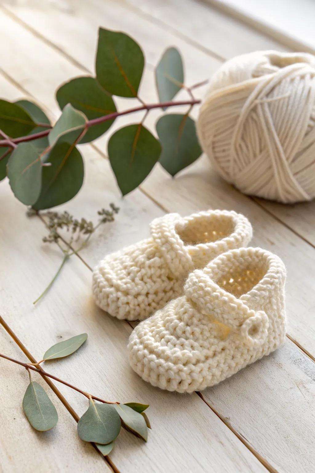 Tiny Treasures: Hand-knitted booties for a cozy and stylish start.