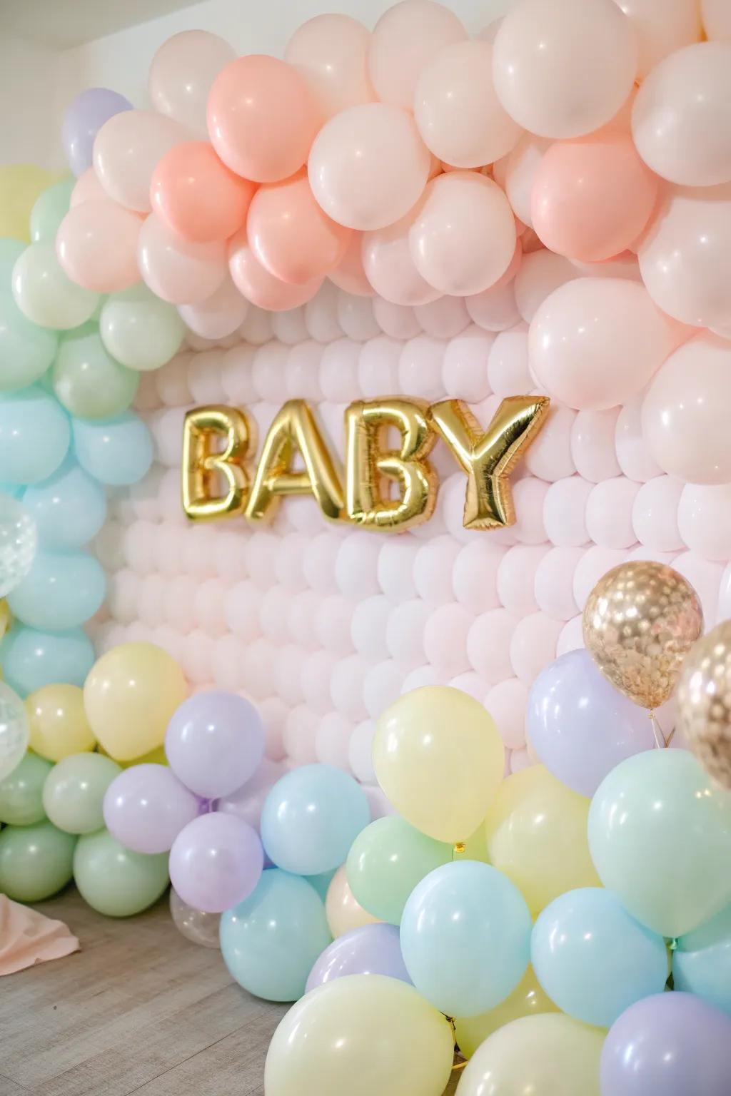 Personalized balloon letters add a special touch to the event.