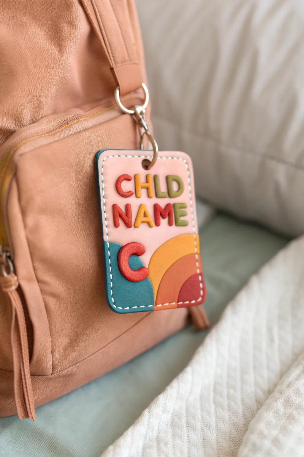 Add a personal touch to your child's backpack with a handcrafted, colorful tag—where simplicity meets playful creativity!