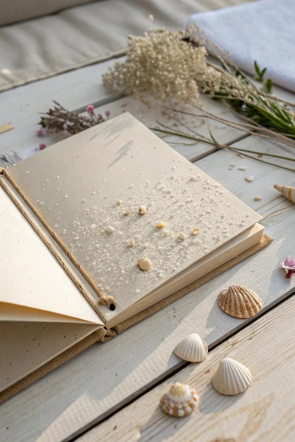 Capture the essence of the beach with sand-kissed scrapbook pages.