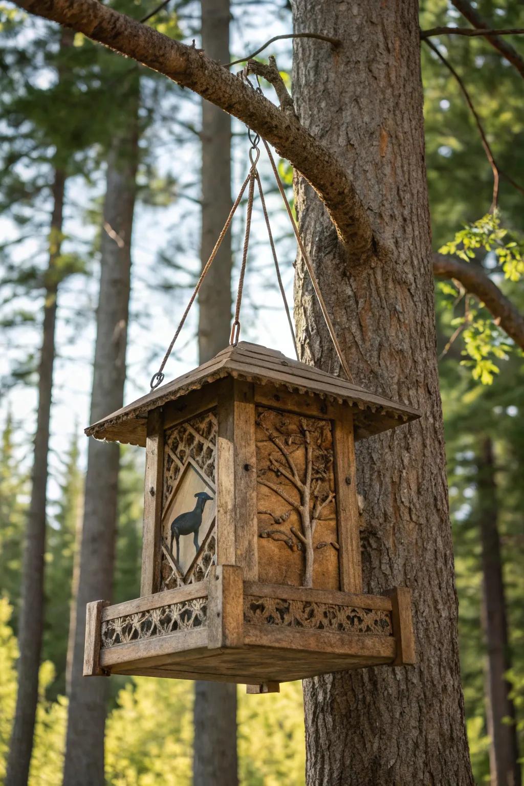 Elevate your deer feeding game with this artisan-crafted hanging feeder, combining functionality with timeless craftsmanship.