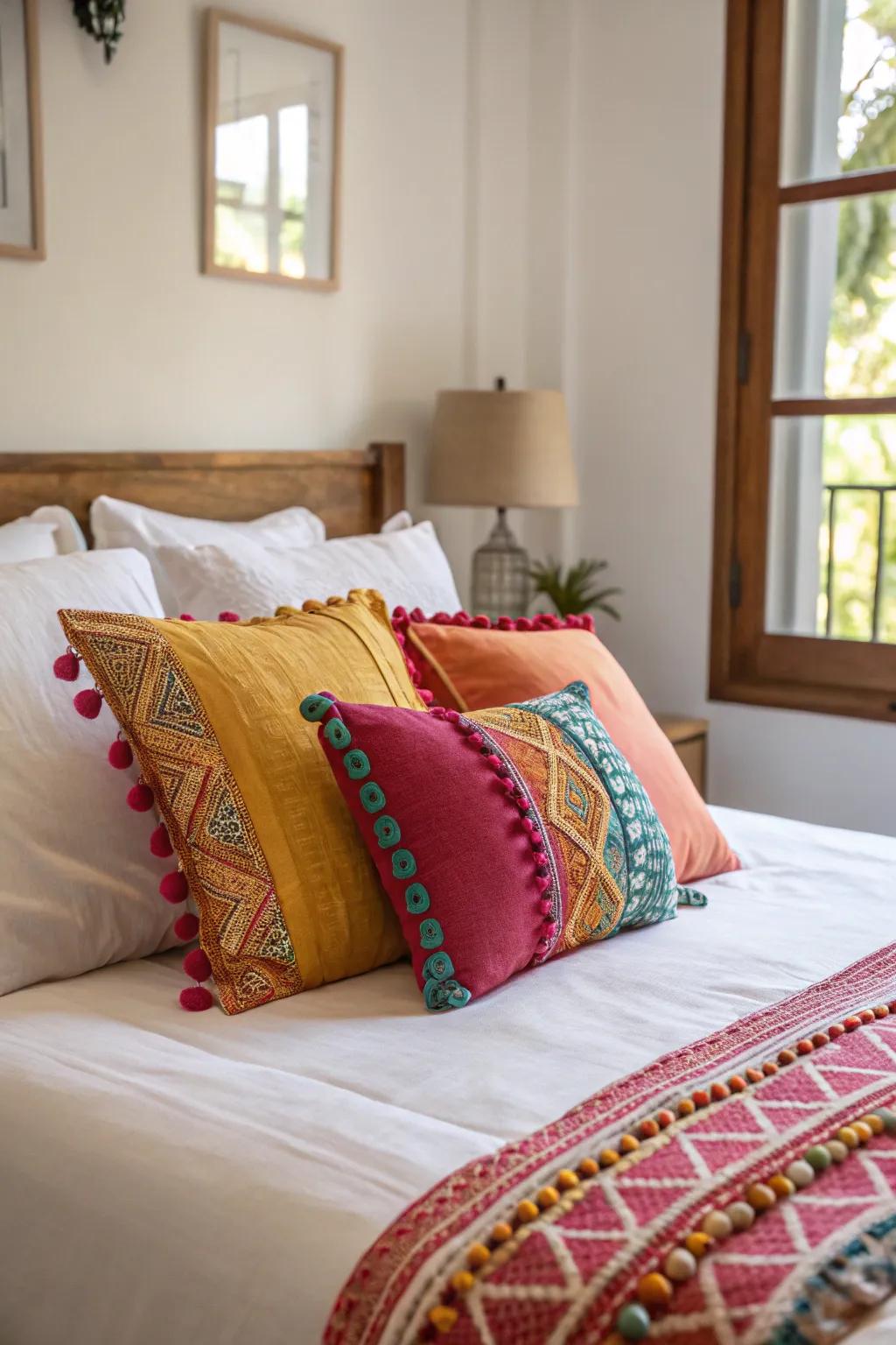 Throw cushions are a simple way to add flair to your bedroom.