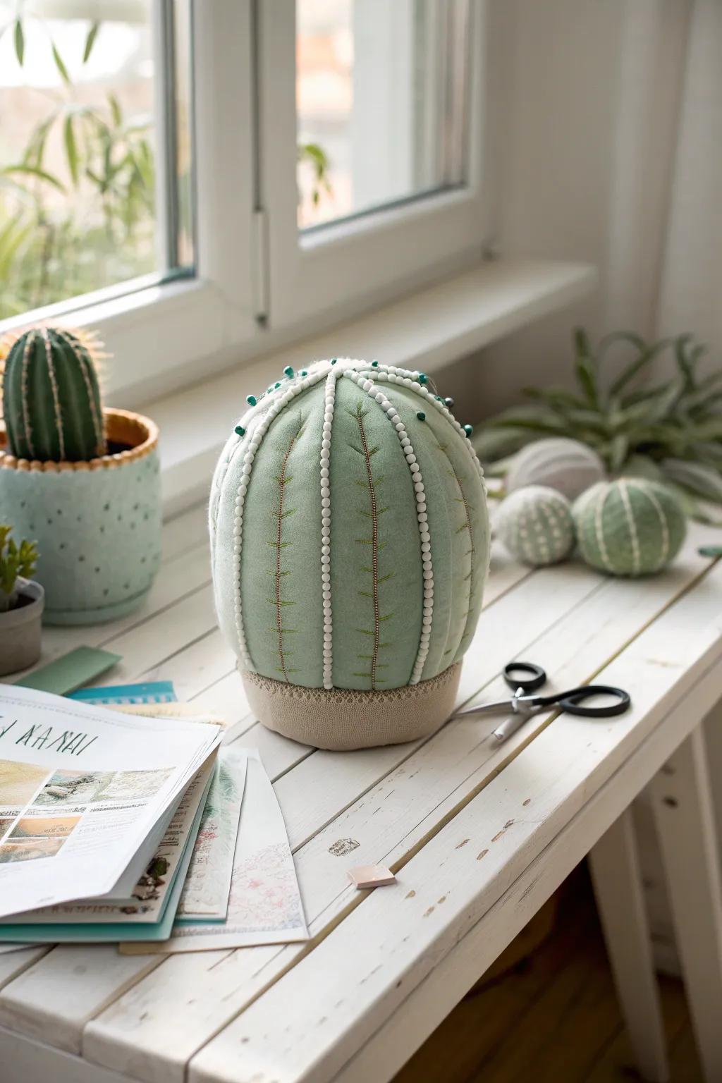 Add a touch of whimsy to your sewing space with this charming cactus pincushion!
