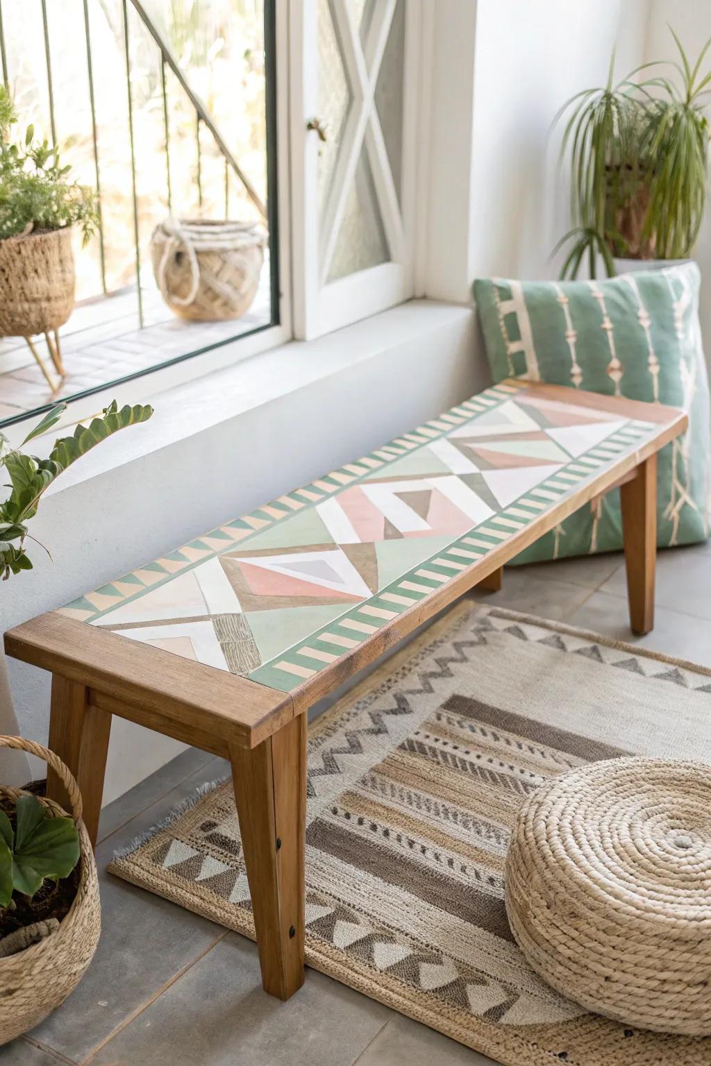 Transform your bench into a geometric masterpiece with modern elegance.