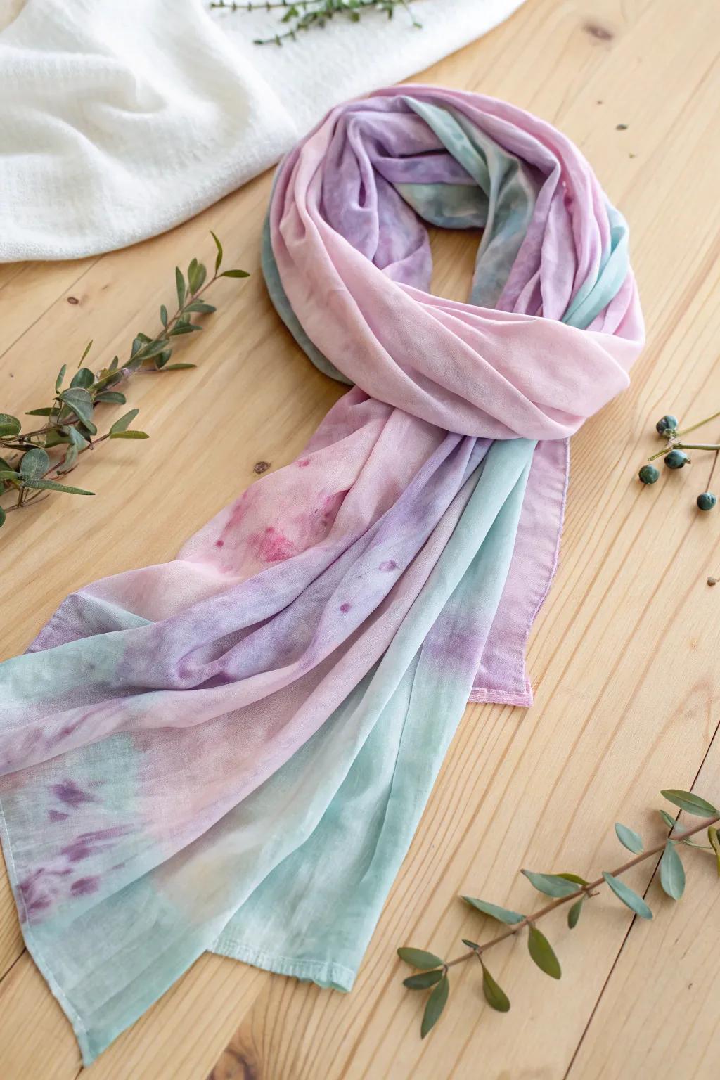 Embrace the serenity of pastel dreams with this enchanting tie-dye creation.