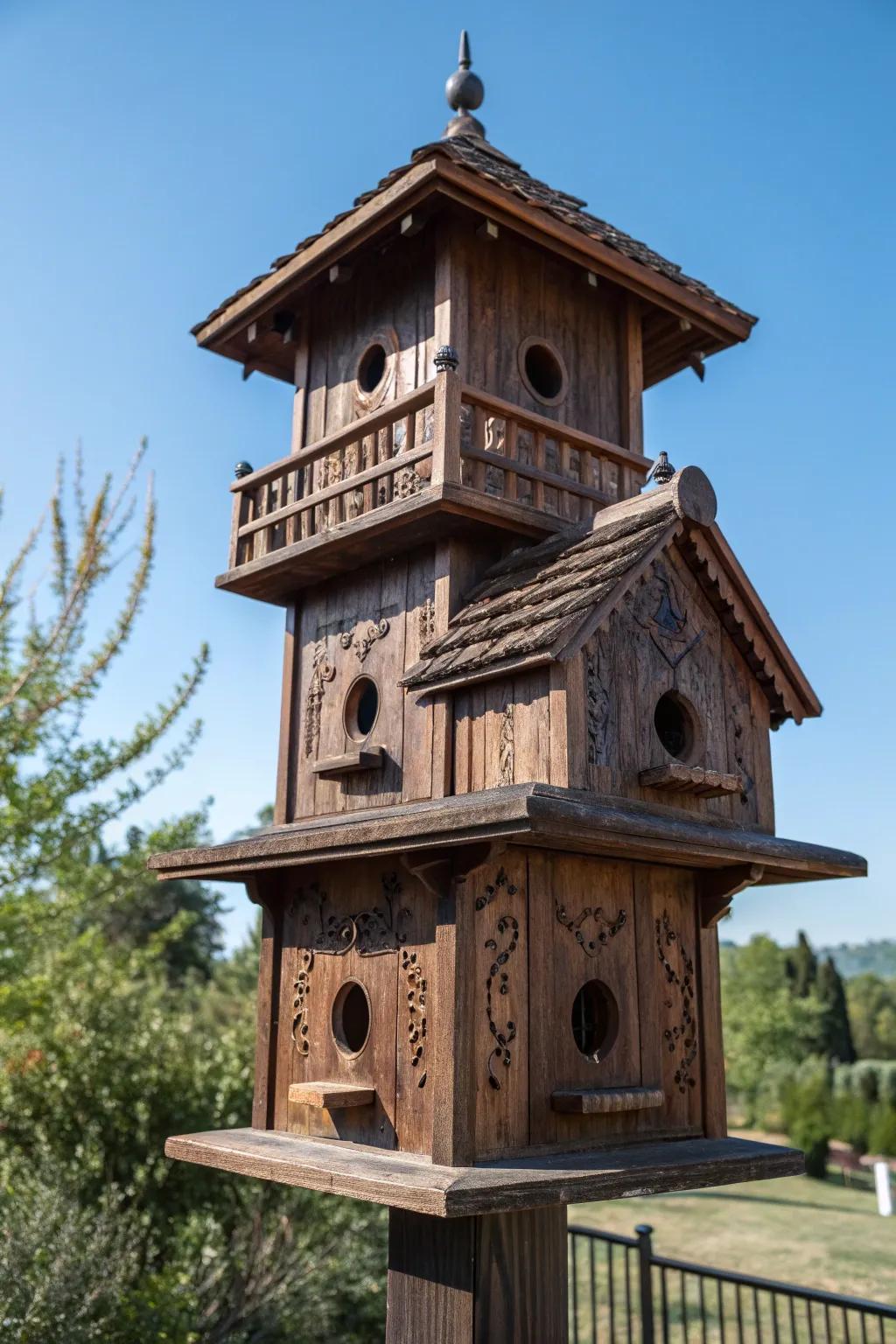 Elevate your garden with exquisite dual-level birdhouse posts—where craftsmanship meets nature.