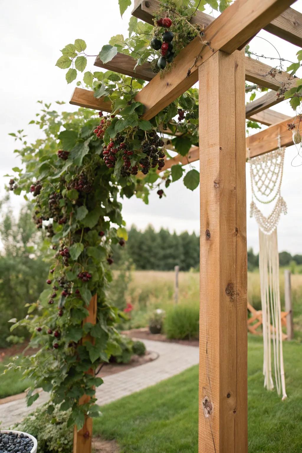 Step into your secret garden with an enchanting blackberry arch trellis.