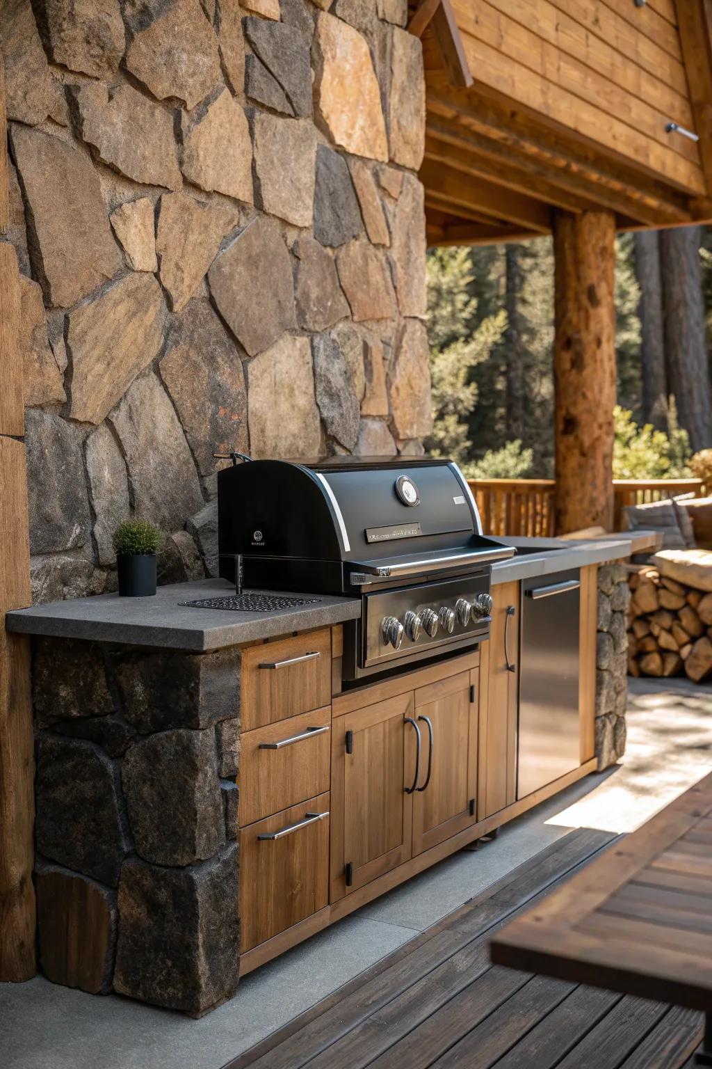 Transform your outdoor cooking space into a rustic retreat with a Blackstone twist.