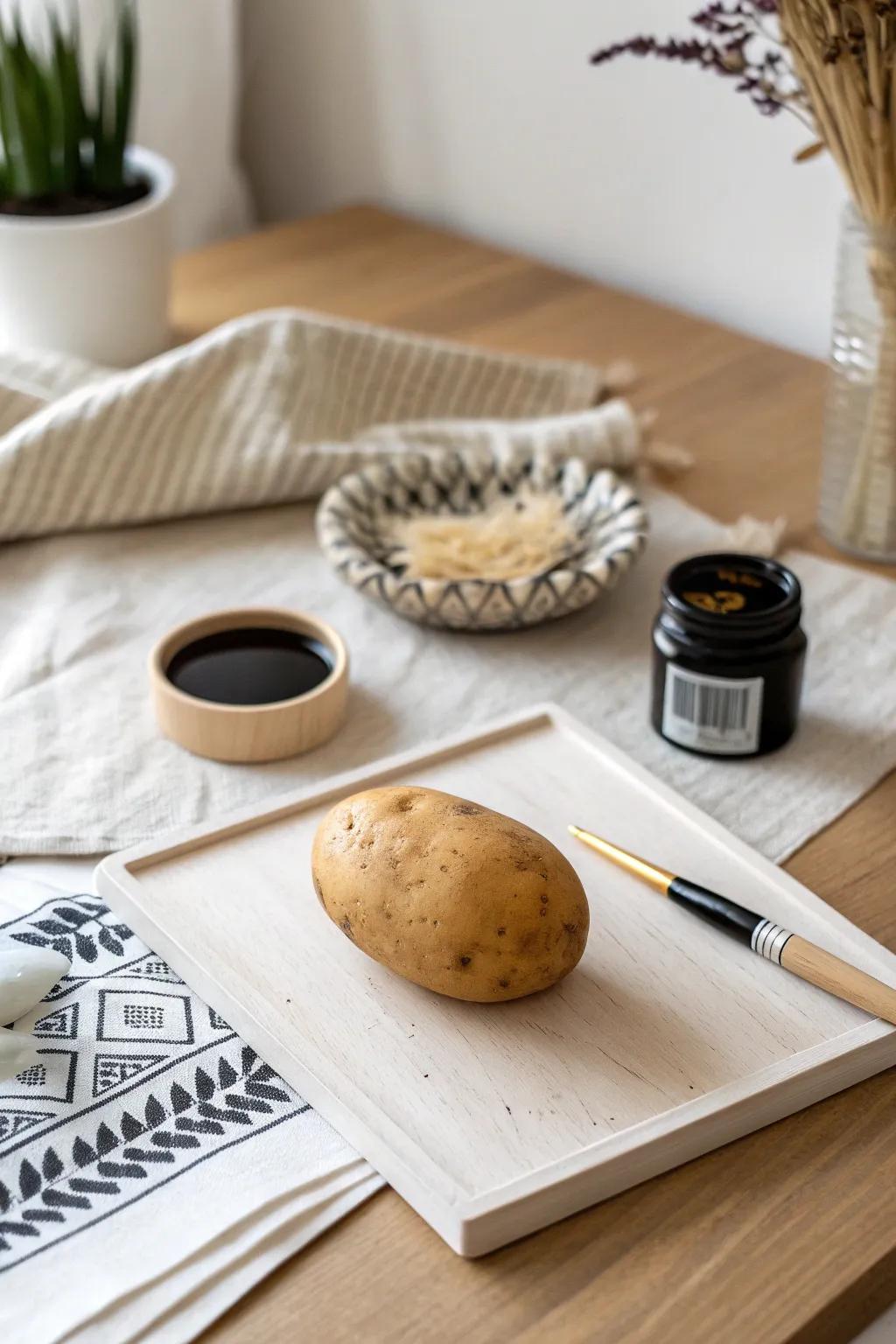 Craft your own block prints with nature’s simplicity—potato carving magic!
