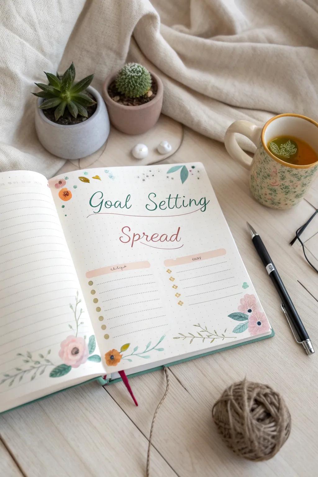 Achieve your dreams, one goal at a time. 🌿✨ #BulletJournal #GoalSetting