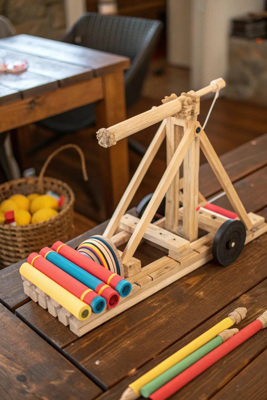 Ingenious Play: Transforming Pool Noodles into a Crafty Indoor Catapult