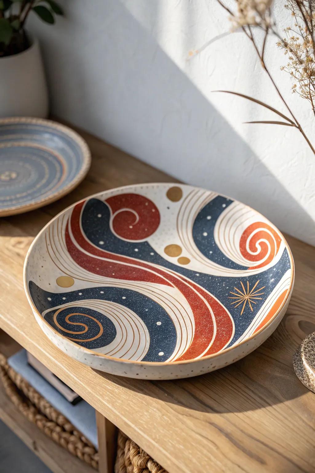 Elevate your table with the bold elegance of abstract ceramic art.