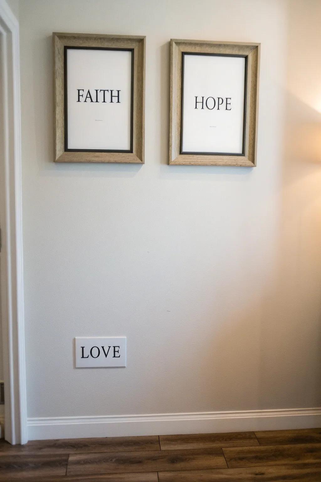 A trio of framed prints for daily inspiration.