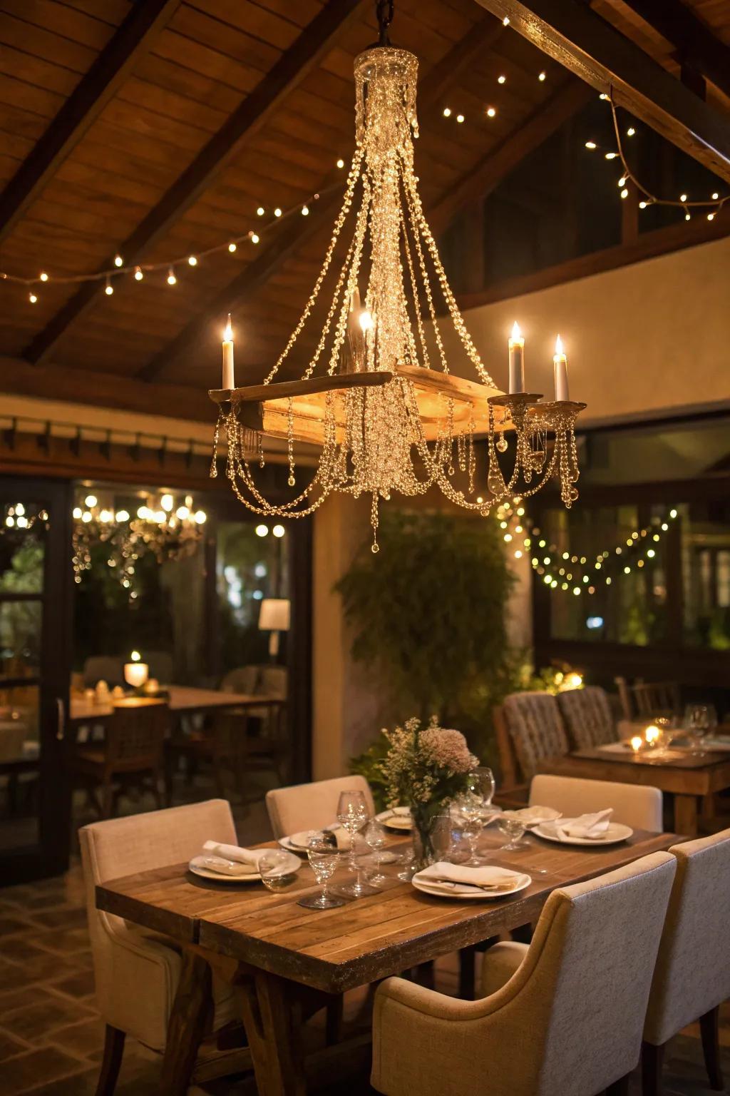 Twinkle lights add warmth and magic to any chandelier.
