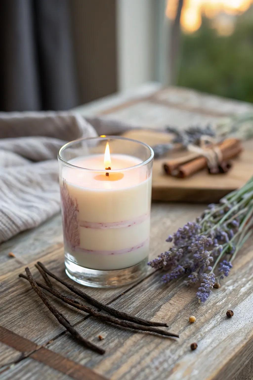 Illuminate your holidays with the calming blend of lavender and vanilla in a handcrafted candle—perfect for a touch of minimalist elegance this Christmas.