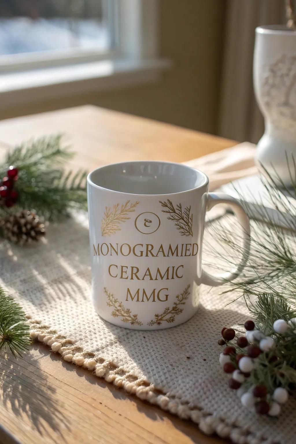 Sip in style this Christmas with personalized monogrammed mugs.