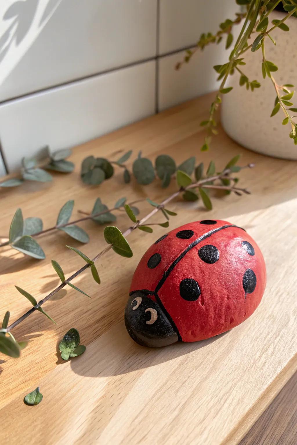 Adorable clay ladybug: a simple craft that adds a touch of nature to your home decor.