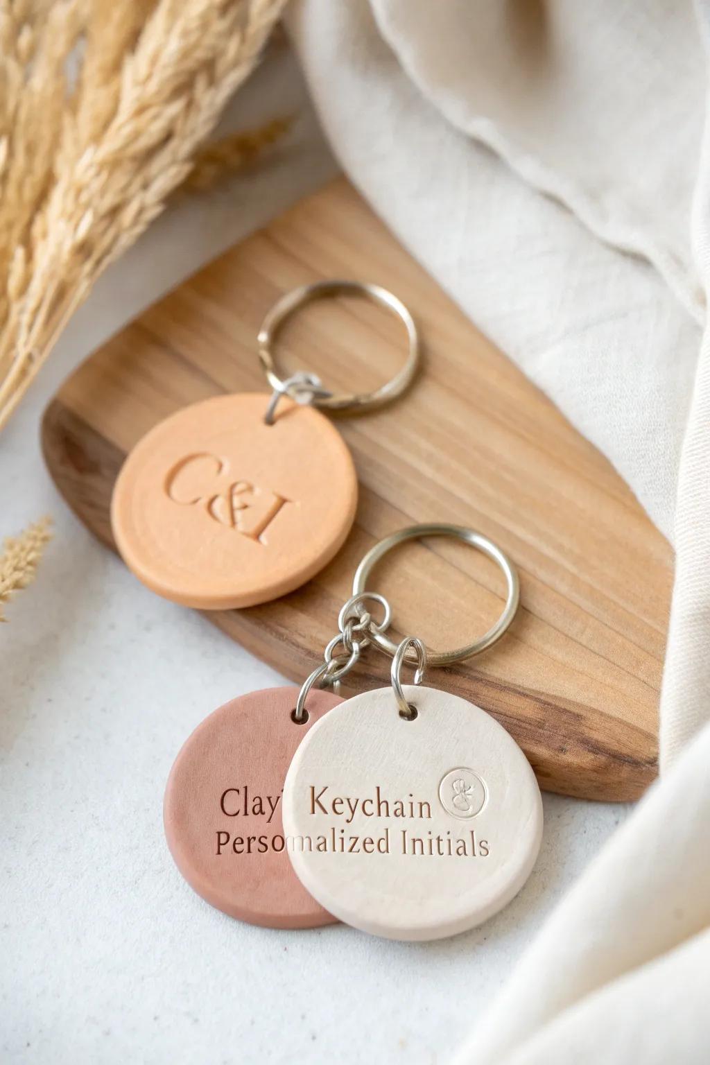 Add a personal touch to your keys with handcrafted clay keychains featuring your initials. Simple, stylish, and uniquely yours.