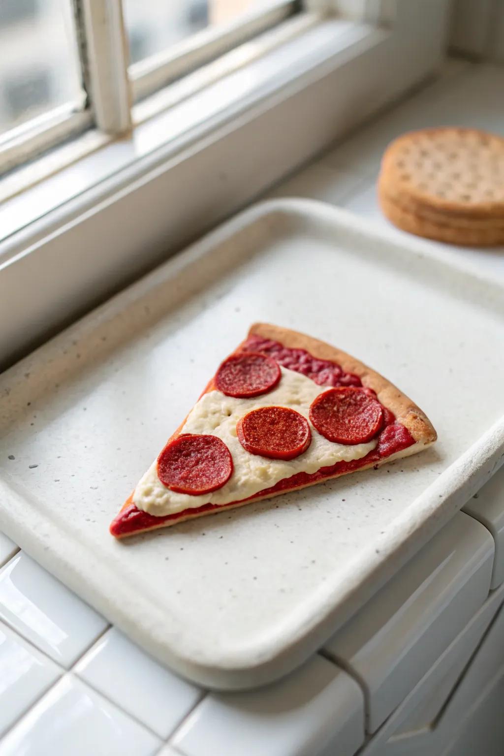 Add a slice of fun to your decor with this charming clay pizza magnet!