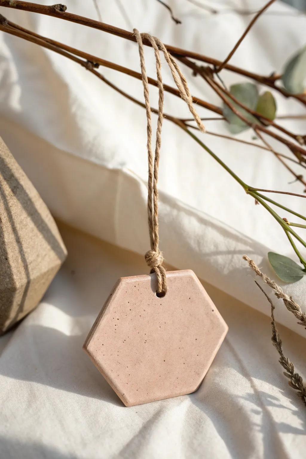 Elevate your space with the natural elegance of geometric clay pendants.