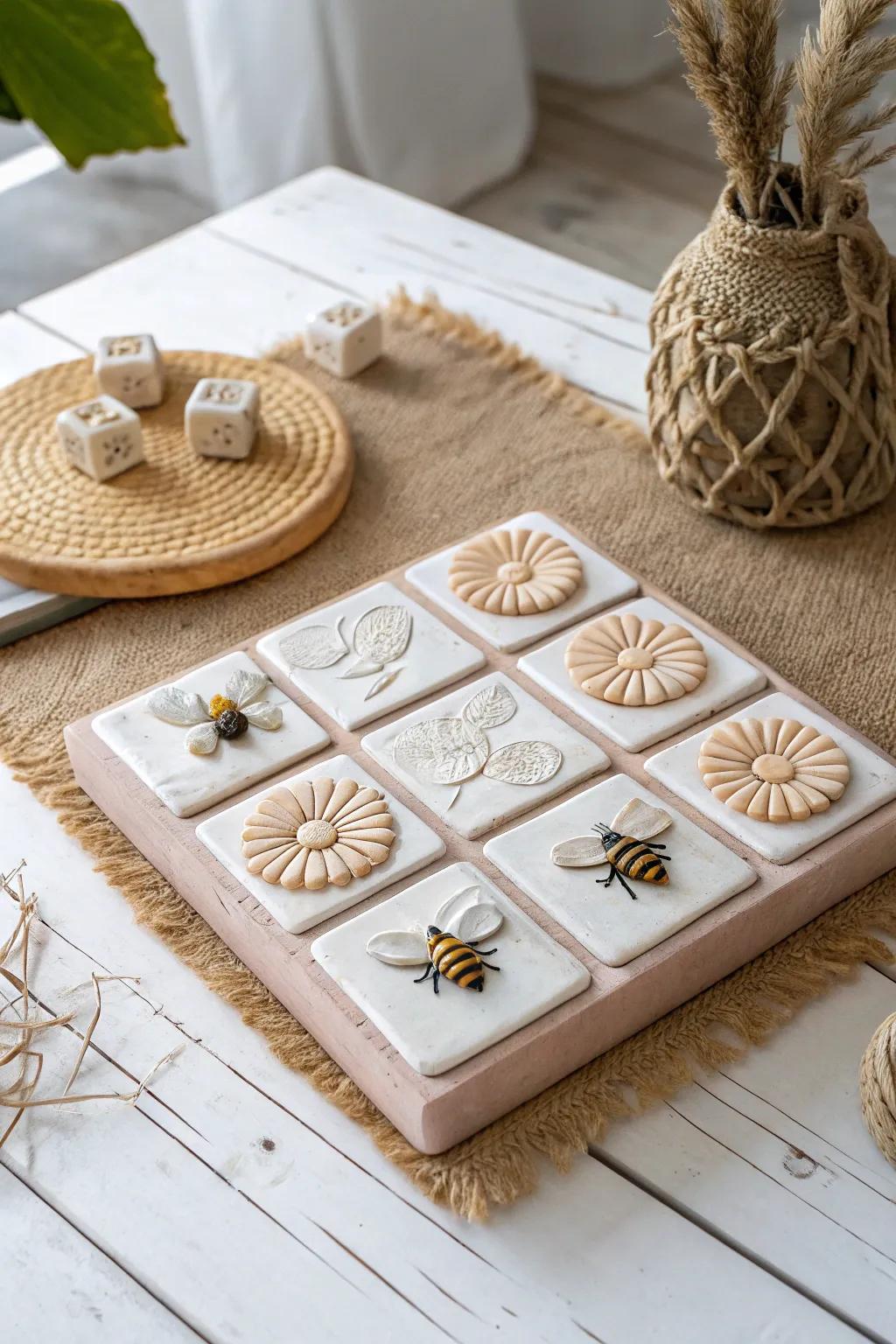 Bring a garden delight into your home with this charming clay tic tac toe board, perfect for adding a cheerful touch to any room!