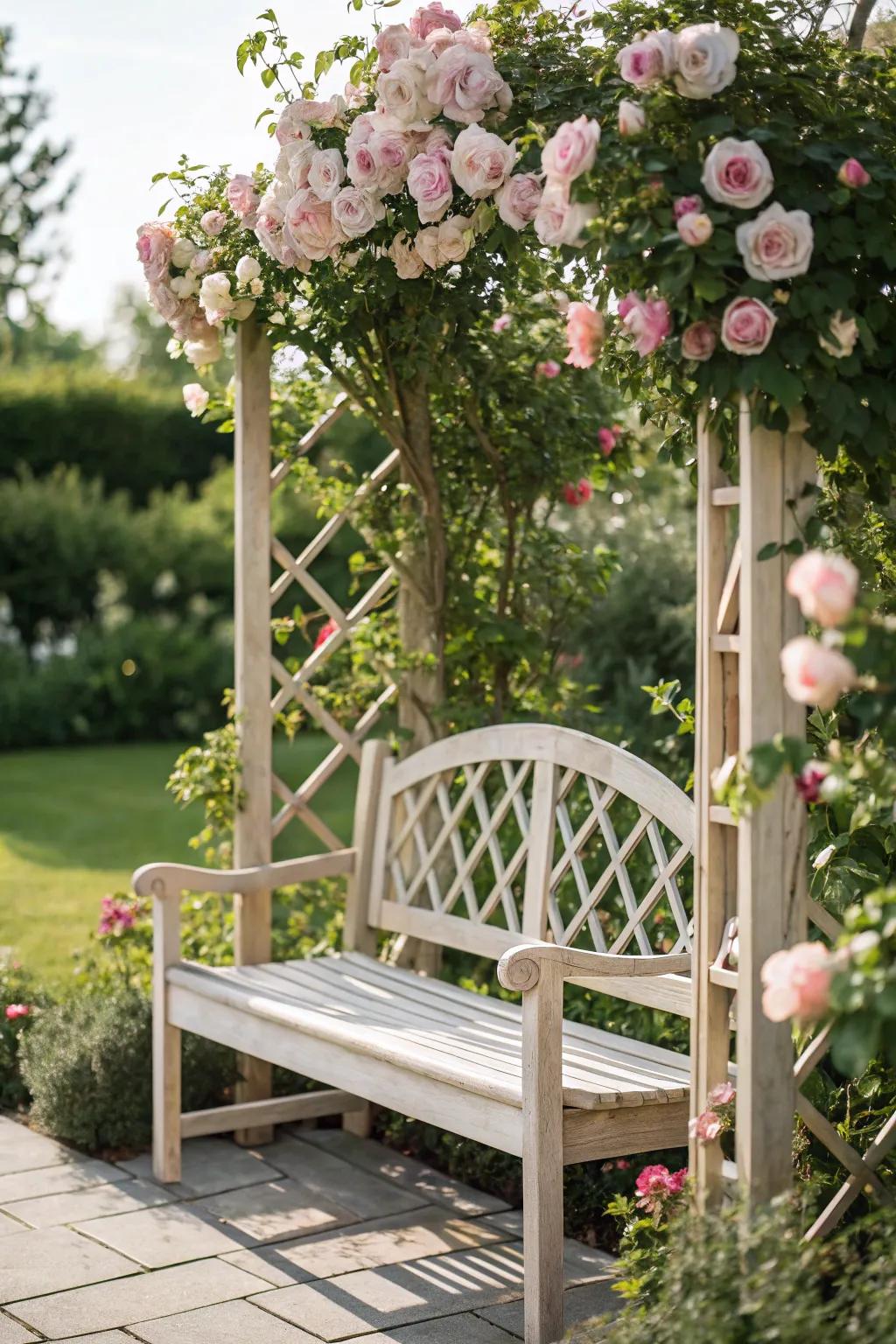 Embrace nature's beauty with a garden bench that blooms with elegance.