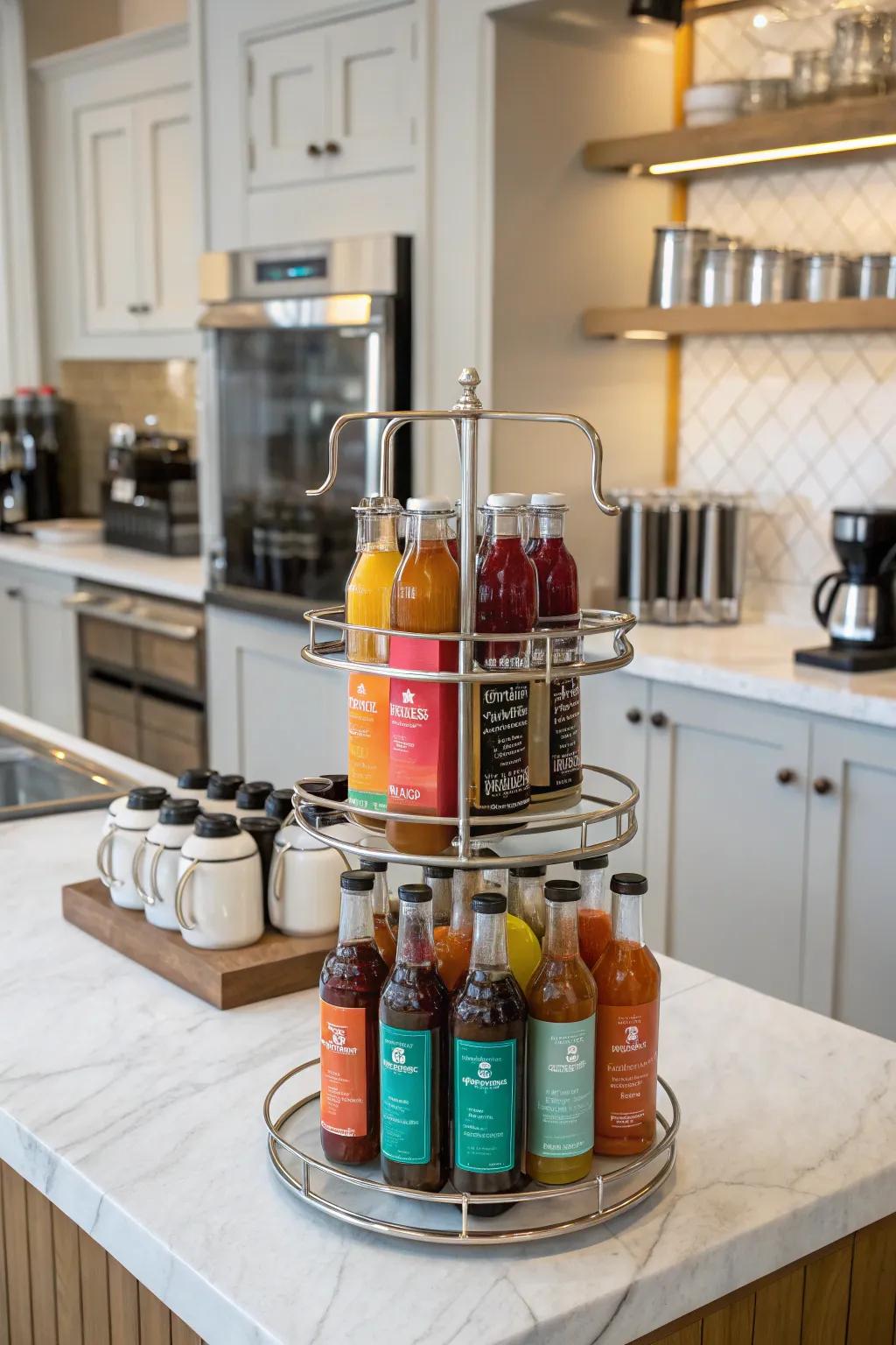 Multi-tier stand for a sophisticated and organized display.