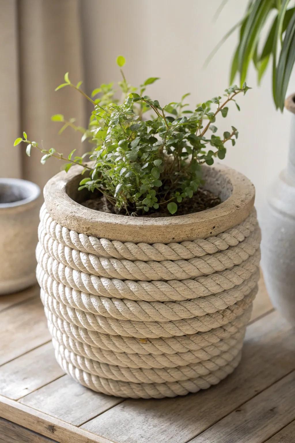 Elevate your plant decor with a textured coil planter, where simplicity meets craftsmanship.