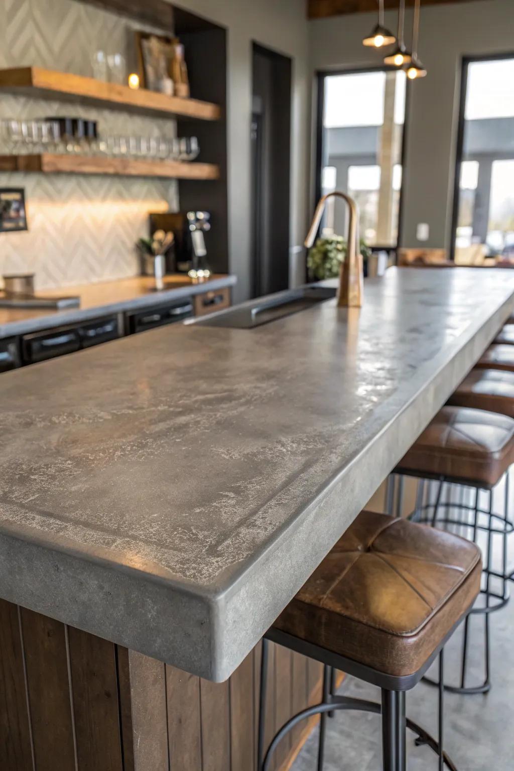 Craft Your Own: A Stunning Feather Finish Concrete Countertop for the Modern Home.