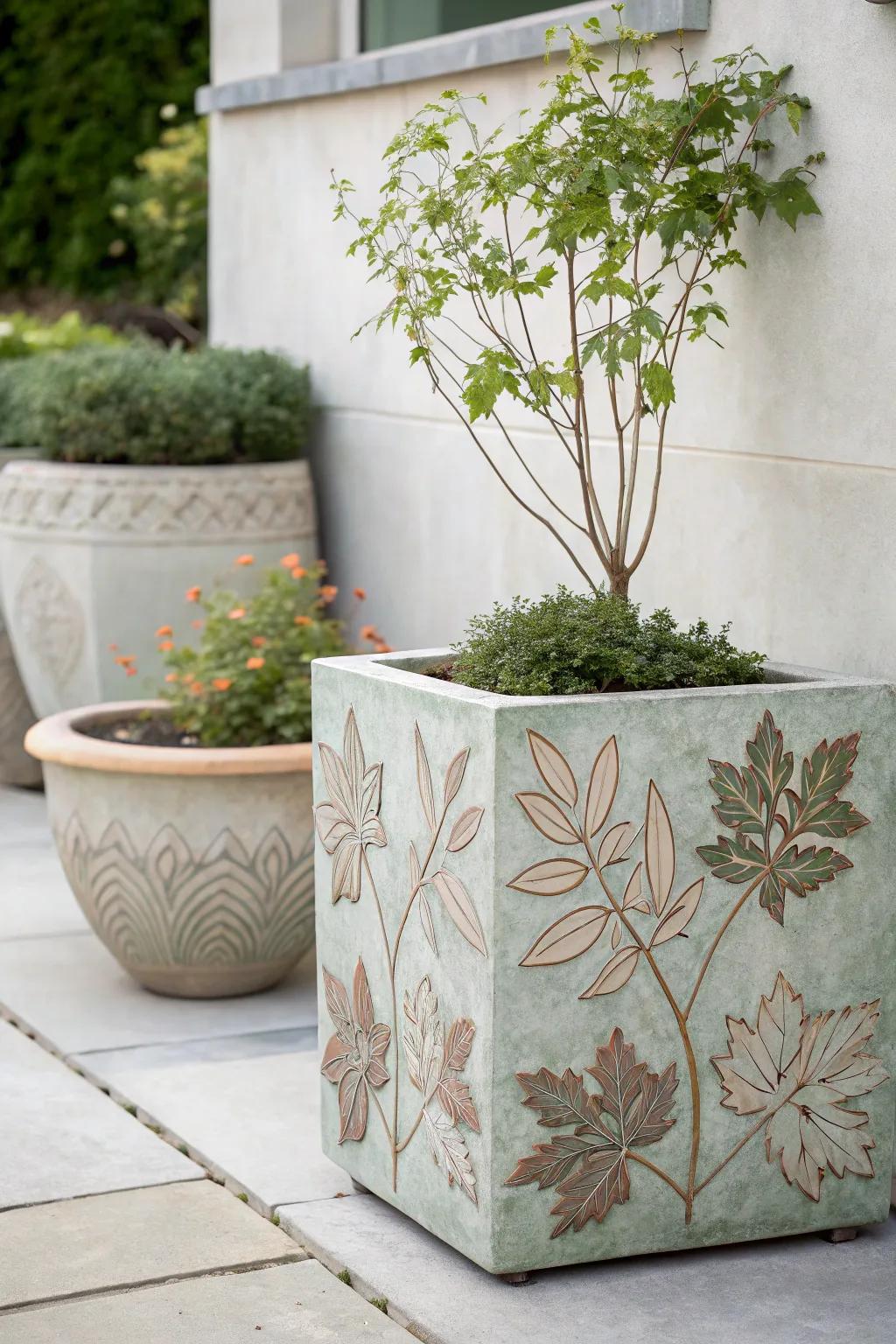 Transform your space with natural leaf motifs for a serene, hidden garden feel.