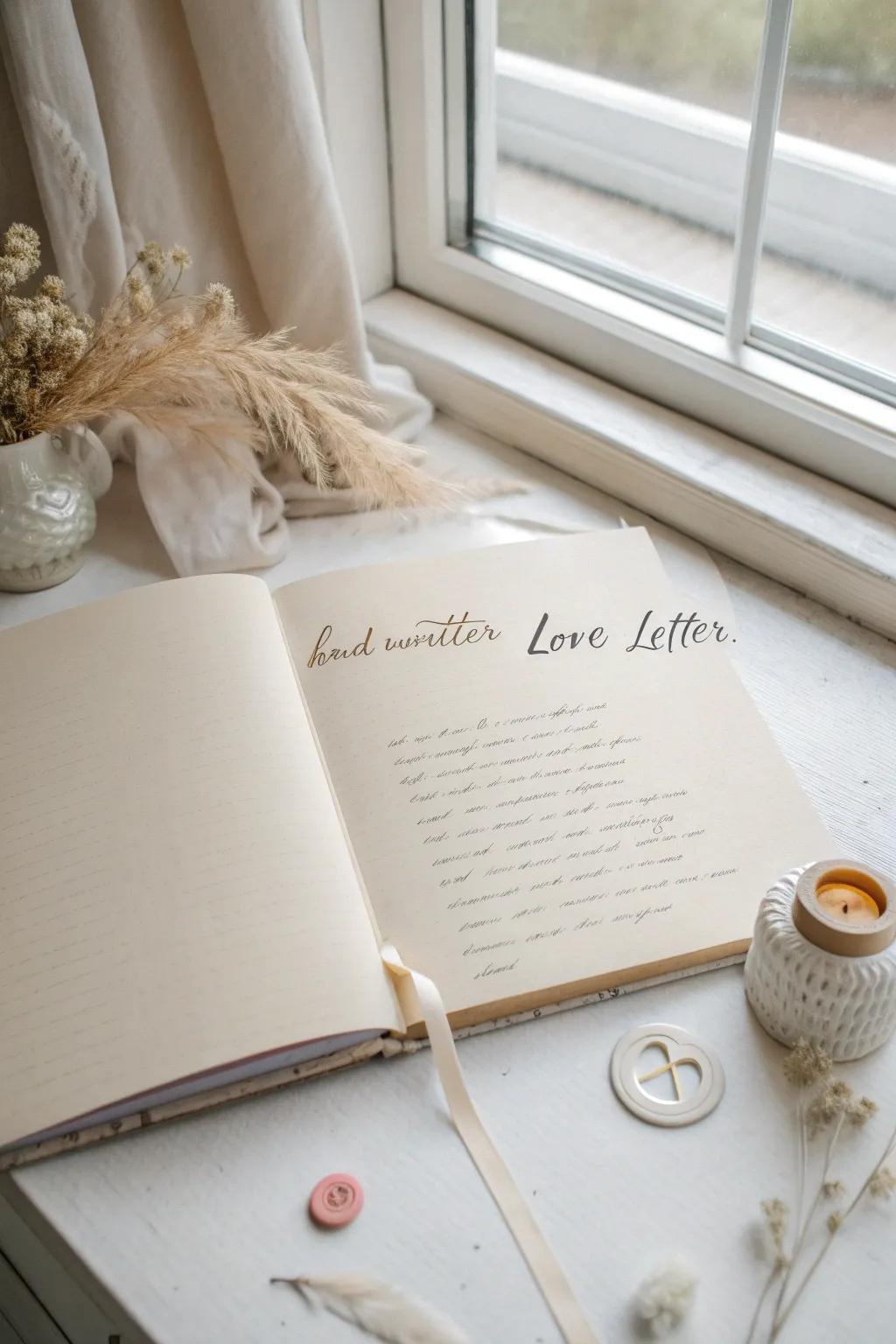 Capture the essence of love with timeless, handwritten letters in your scrapbook.