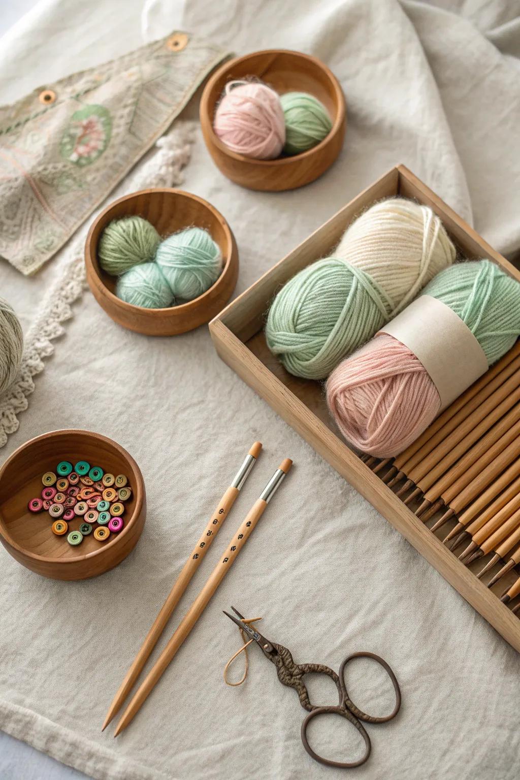Unwind with the art of knitting: where simplicity meets natural beauty.