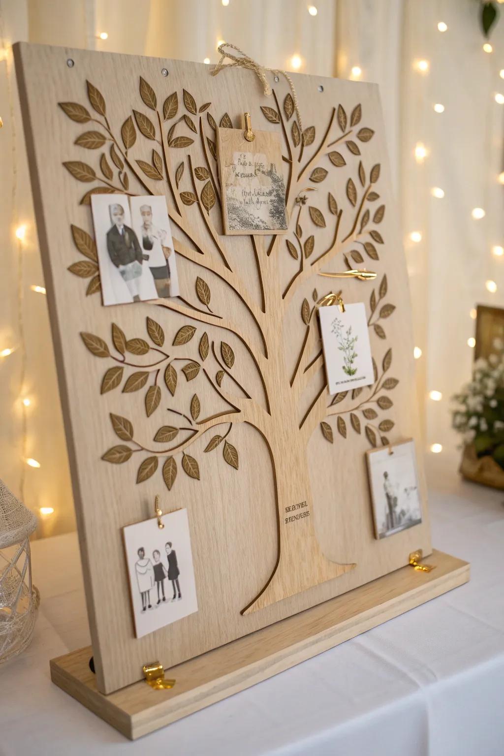 Celebrate your roots with this exquisite family tree display—where simplicity meets heartfelt connection.