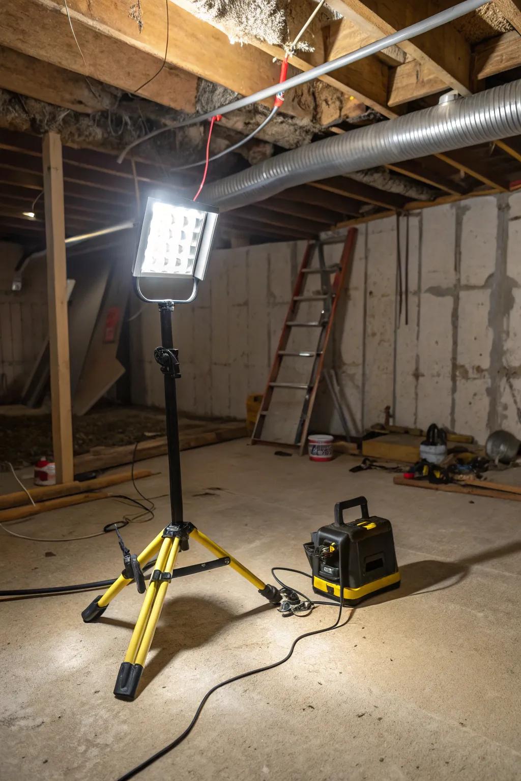 Use portable work lights for focused and flexible illumination.