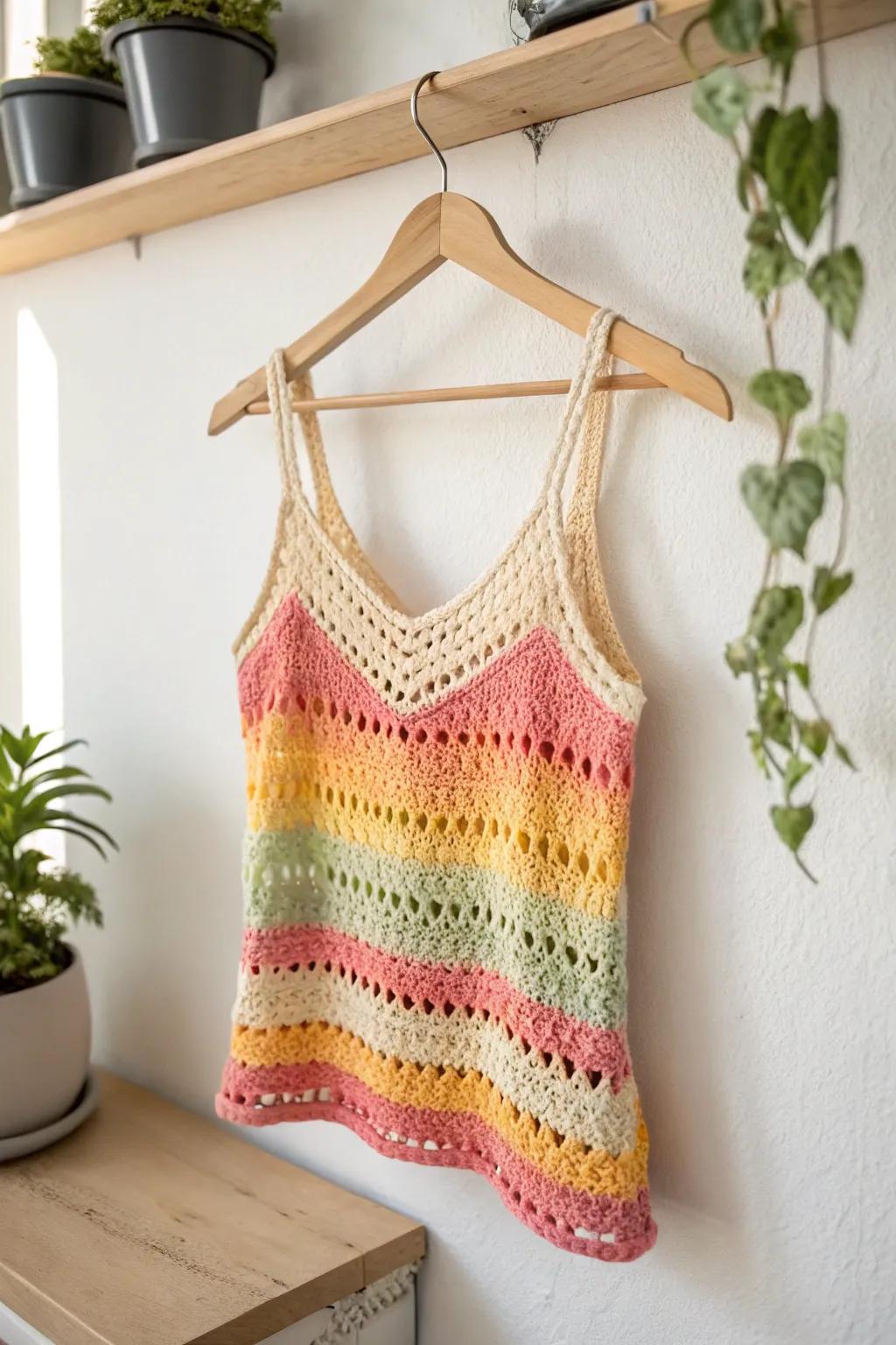 Embrace summer with a chic, handcrafted crochet tank top—perfect for adding a splash of color and charm to your wardrobe.