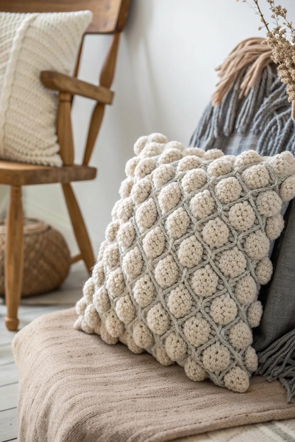 Cozy up with the charm of puff stitches - where craftsmanship meets comfort.
