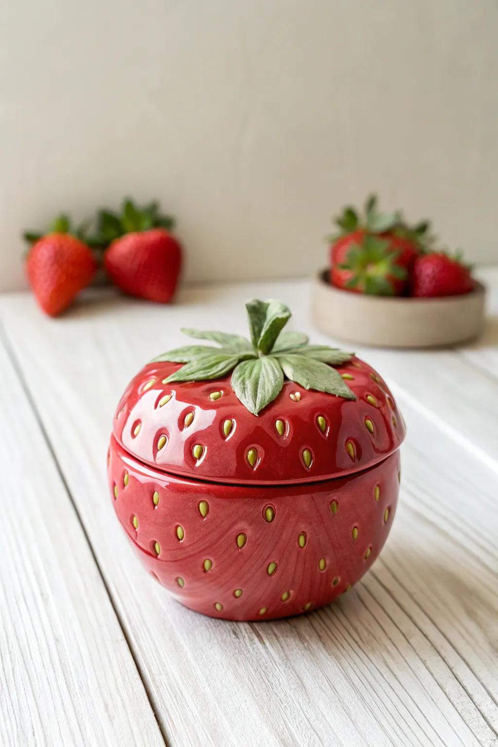 Add a pop of charm to your space with this delightful strawberry pinch pot!