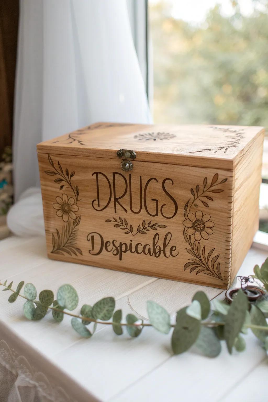Crafted with care, this box speaks volumes with its elegant simplicity and powerful message. #AntiDrugAwareness #ScandinavianBohoStyle