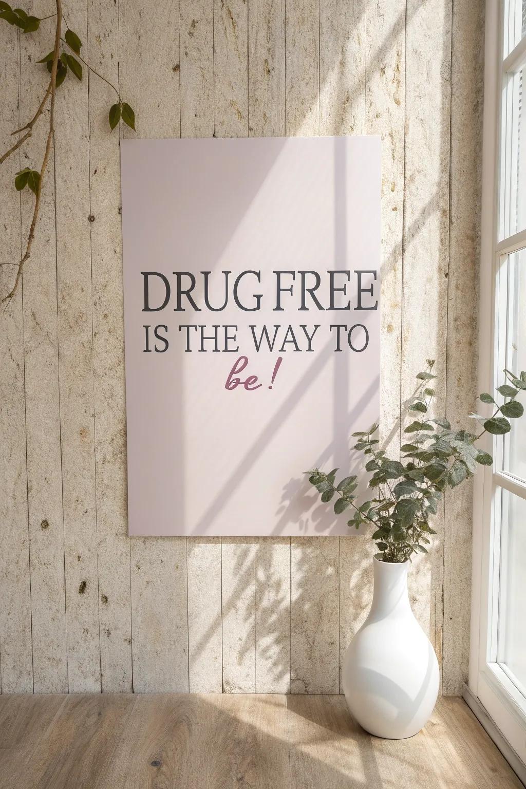 Embrace simplicity with a powerful message: 'Drug Free is the Way to Be!'