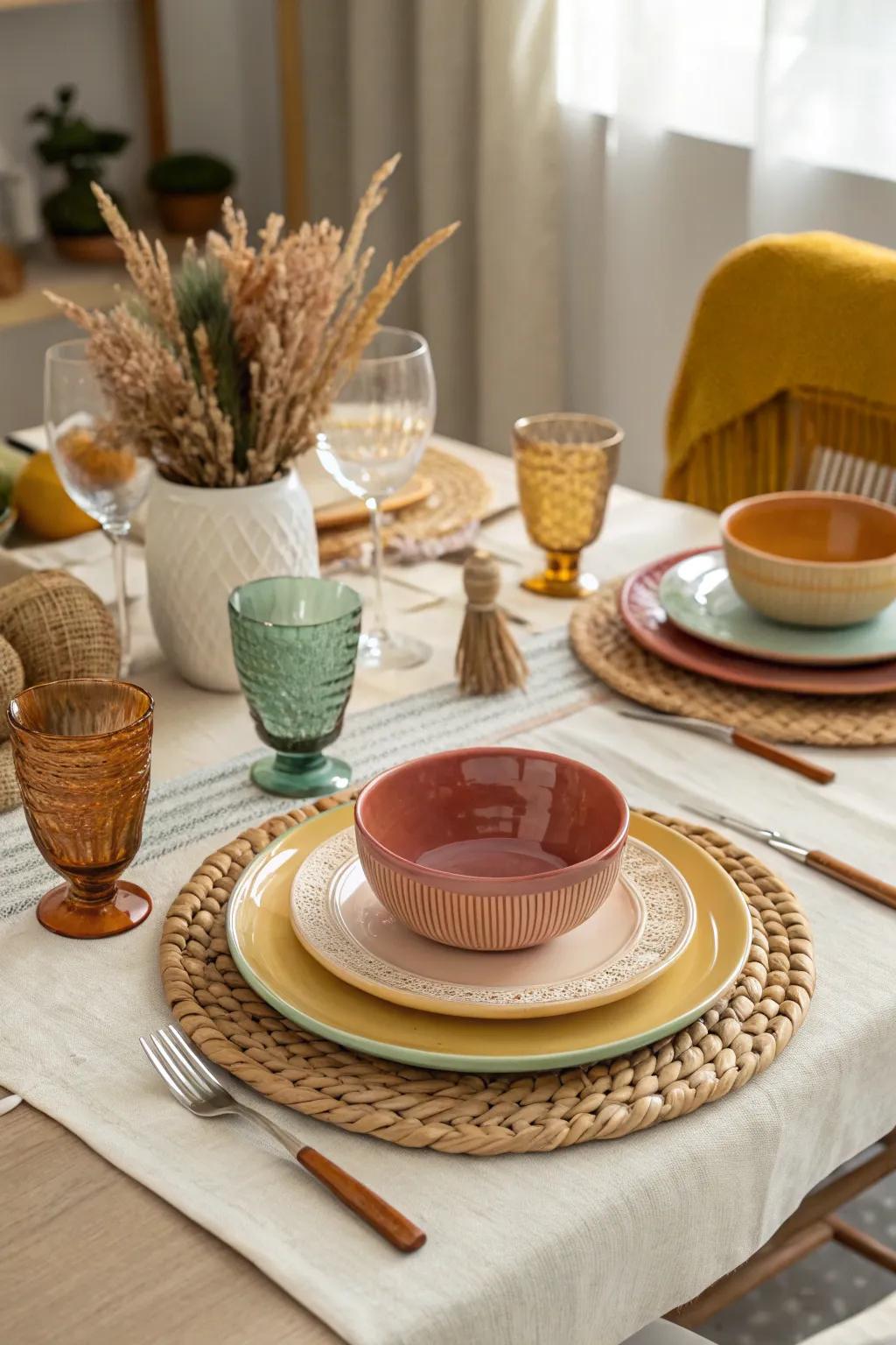 A harmonious color palette brings a sense of calm and balance to your dining table.