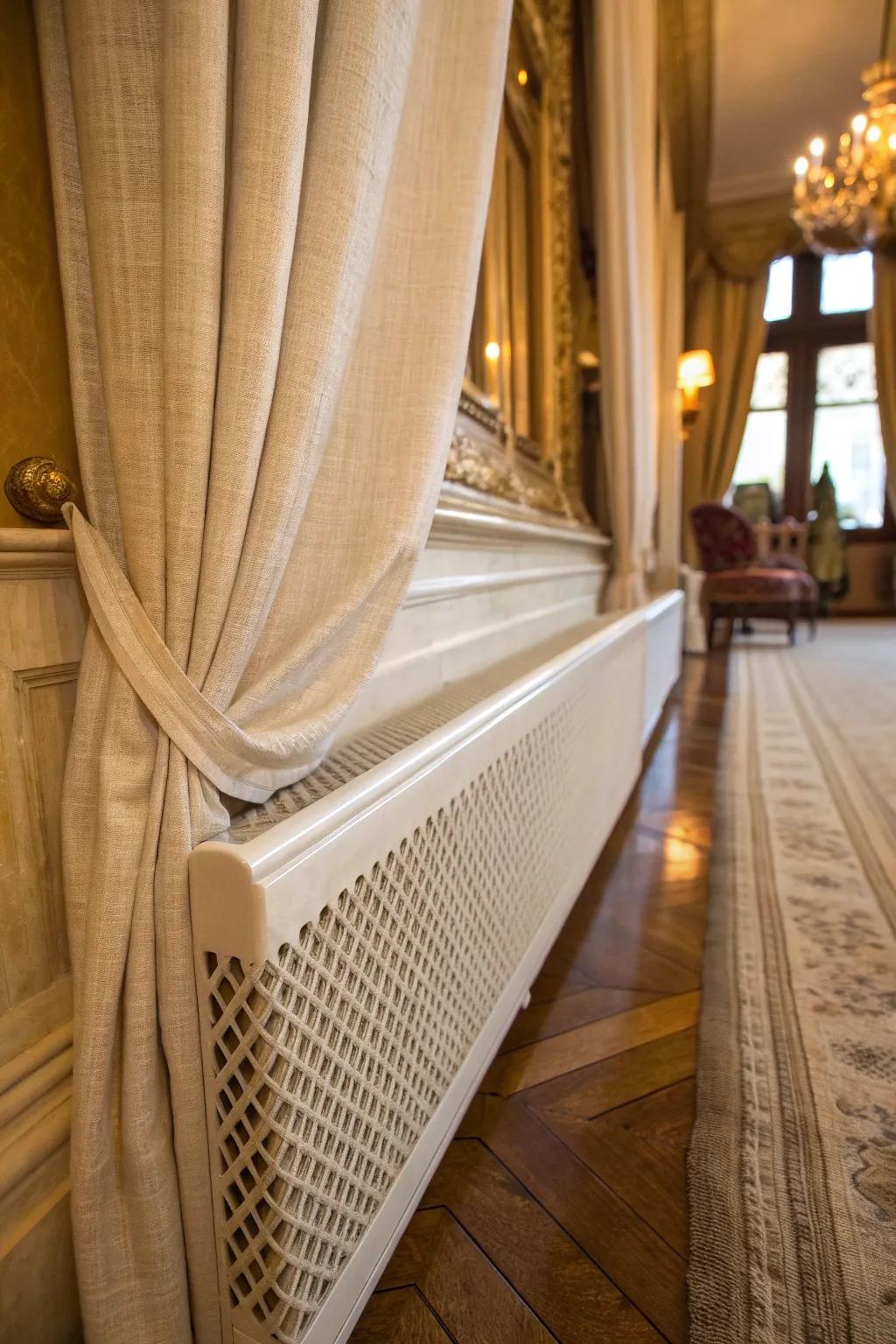 Transform your space with this chic DIY fabric wrap for your baseboard heater.