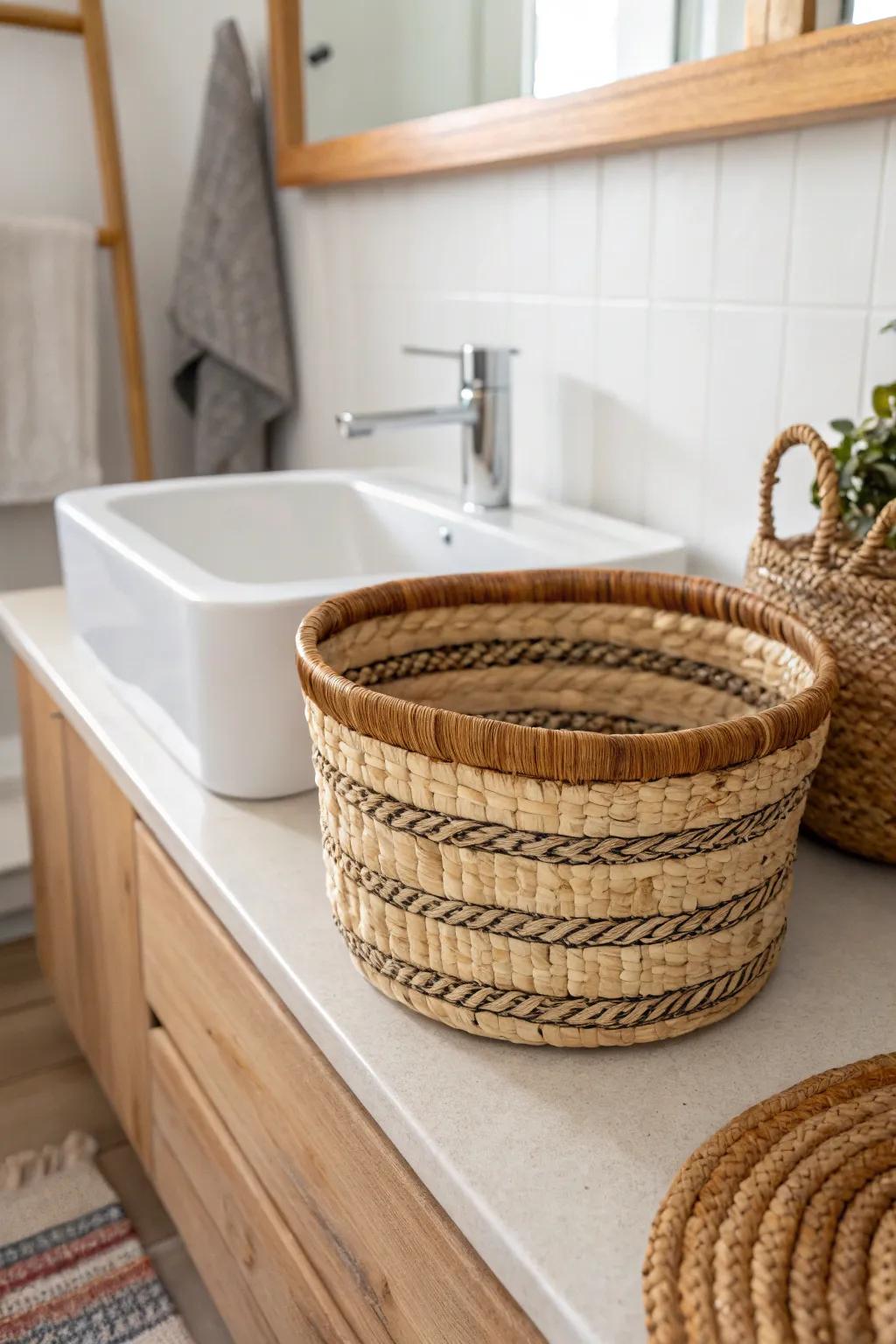 Elevate your bathroom storage with a touch of rustic elegance.