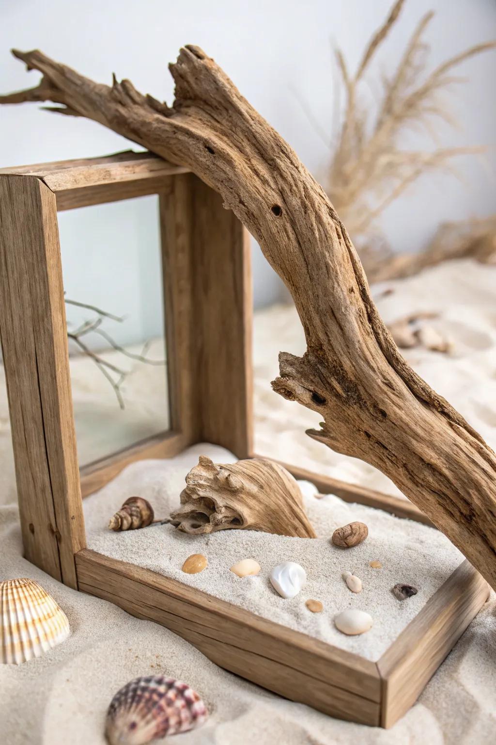 Capture the essence of the coast with driftwood dreams.