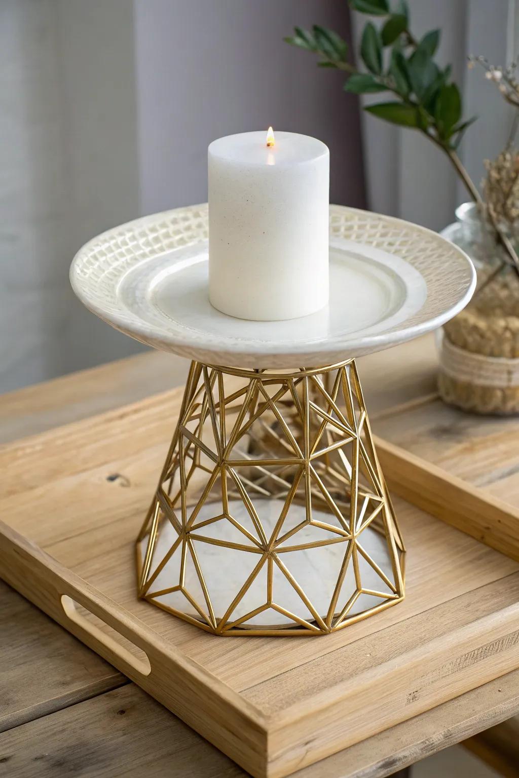 Elevate your dessert display with this DIY Geometric Gold Stand—where simplicity meets elegance.
