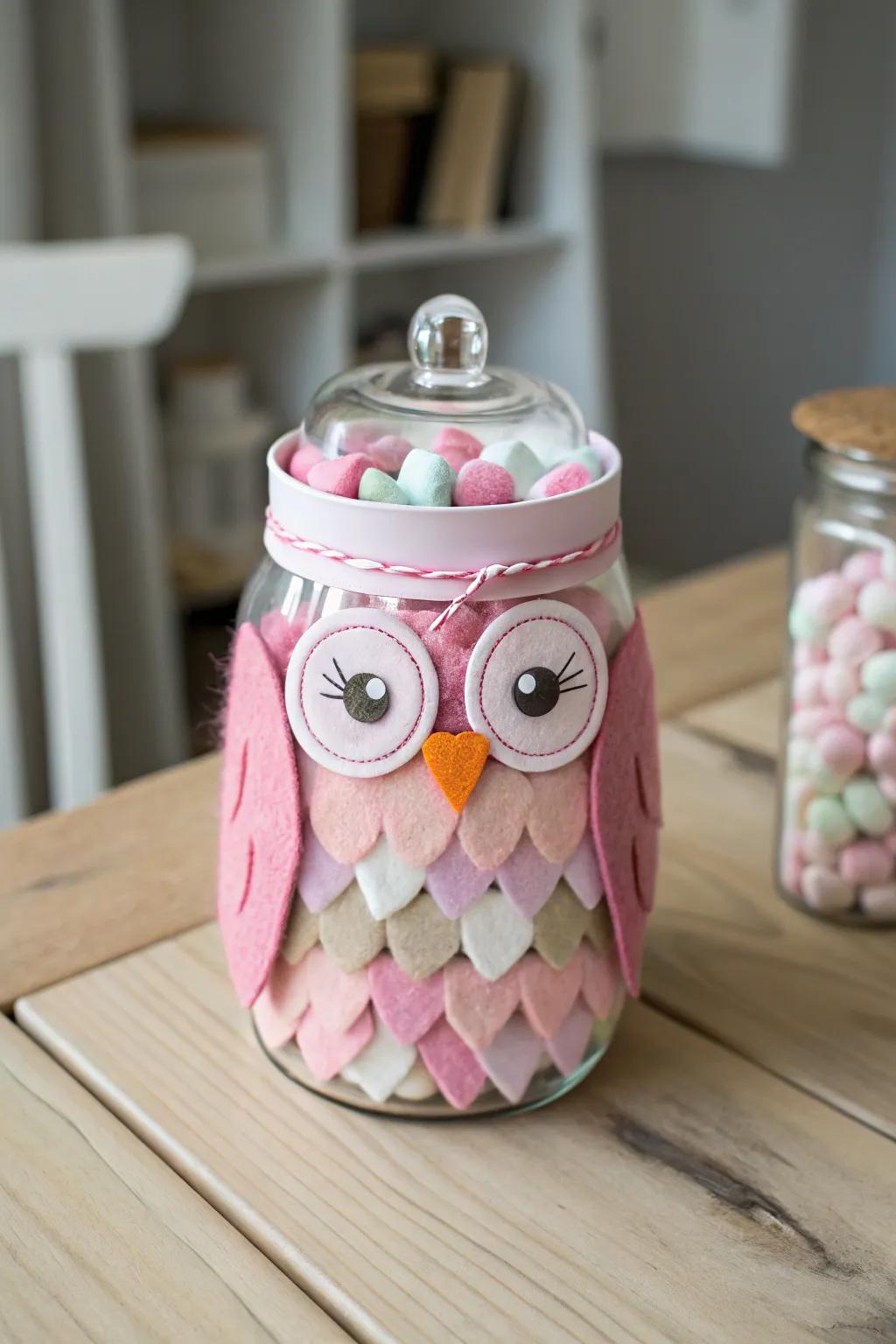 Whimsical Owl Candy Jar: A charming centerpiece that adds a playful touch to any dessert table!