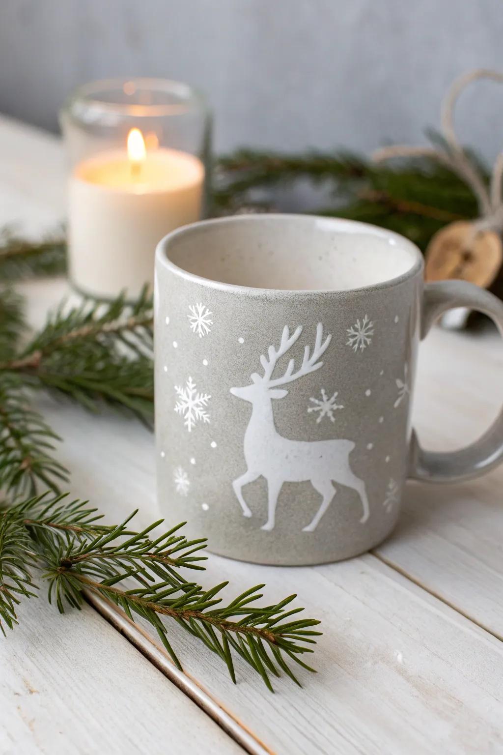 Sip holiday magic with this DIY reindeer silhouette mug—where simplicity meets festive charm.